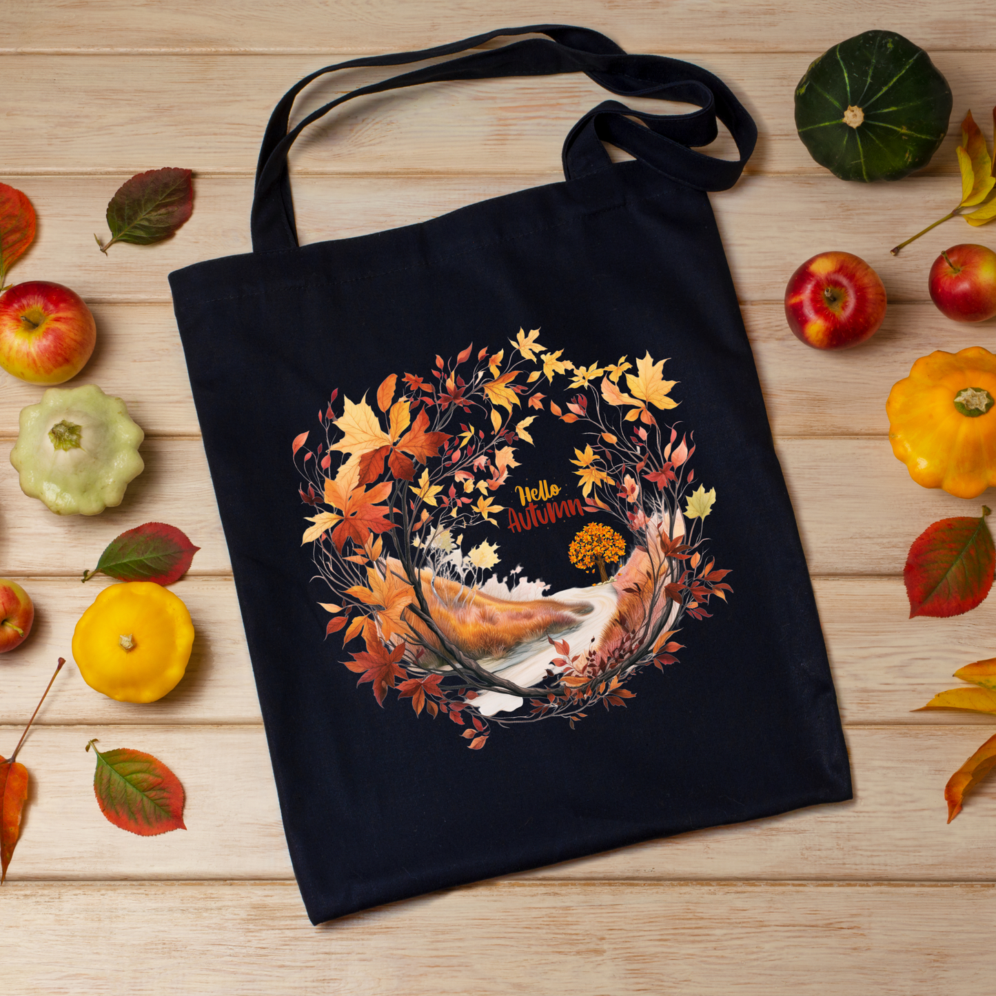 Fall Tote Bag | Hello Autumn Tote Bag | Autumn Shopping Bag | Woven Tote Bag - Eco-Friendly Fashion Bags   