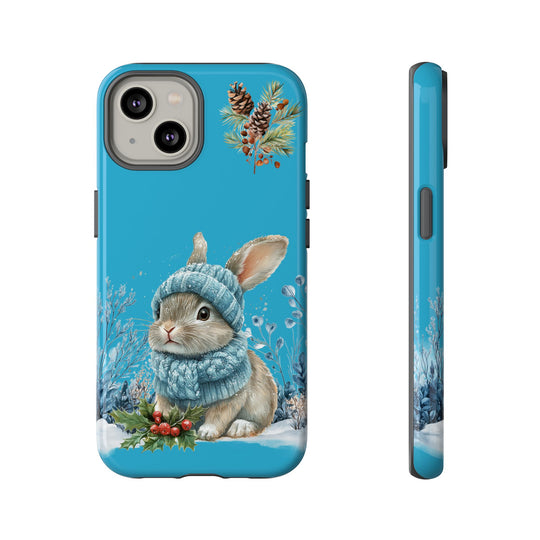 Phone Case - Winter Bunny with Hat and Scarf Phone Case Printify iPhone 14 Glossy