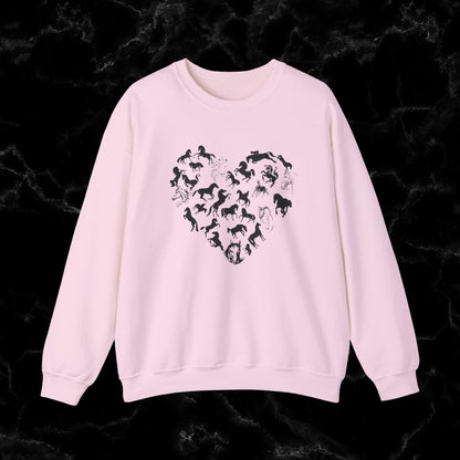 Horses Heart Sweatshirt | Horse Lover Sweater - Horse Lover Gift - Horse Crewneck Sweater - Equestrian Gift - Horse Owner Sweater Sweatshirt S Light Pink 