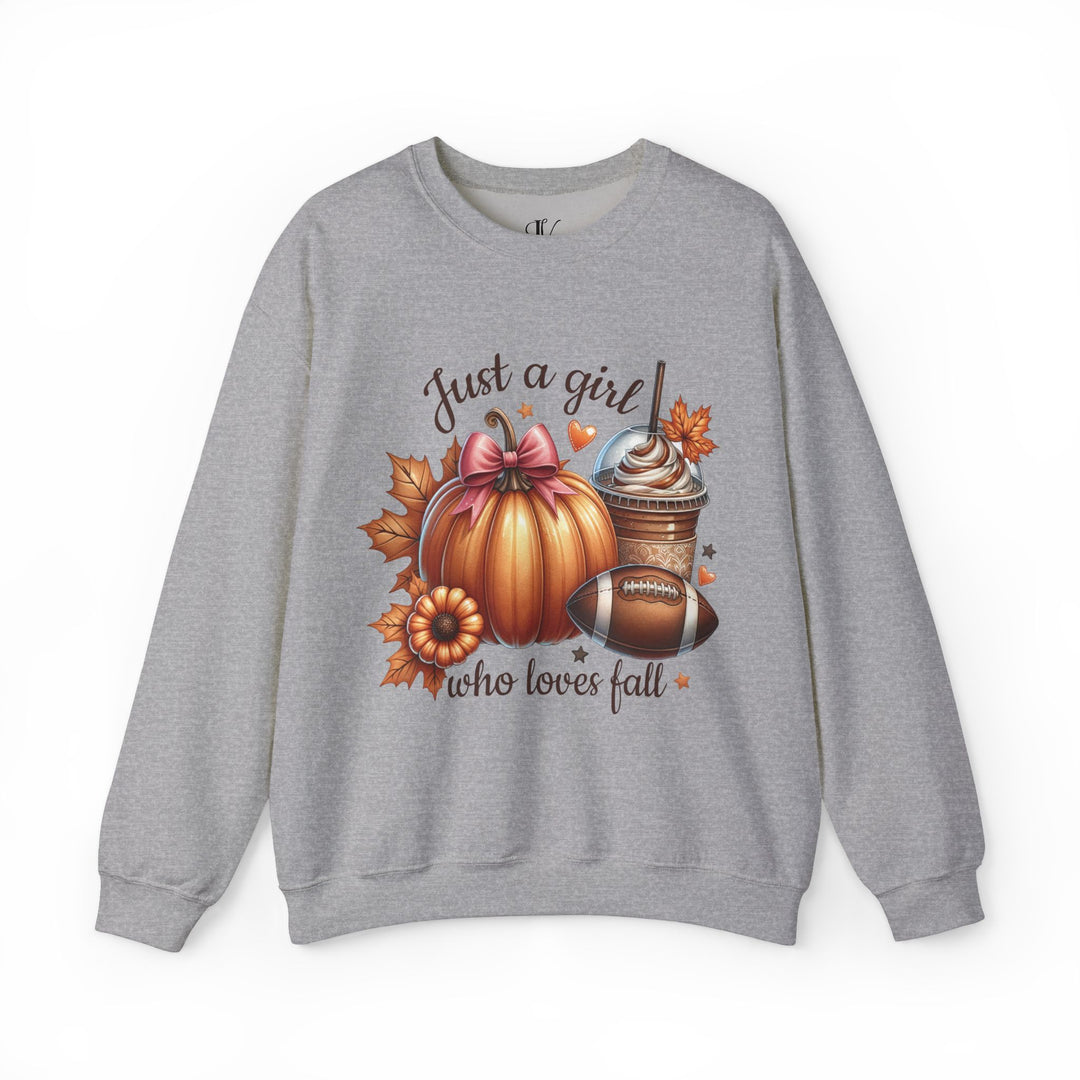 Just a Girl Who Loves Fall Sweatshirt Sweatshirt Printify S Sport Grey