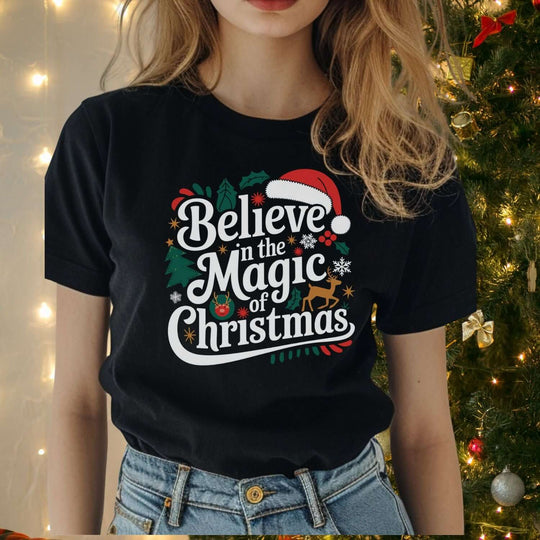 Vintage Christmas Magic Tee T-Shirt Printify Black S