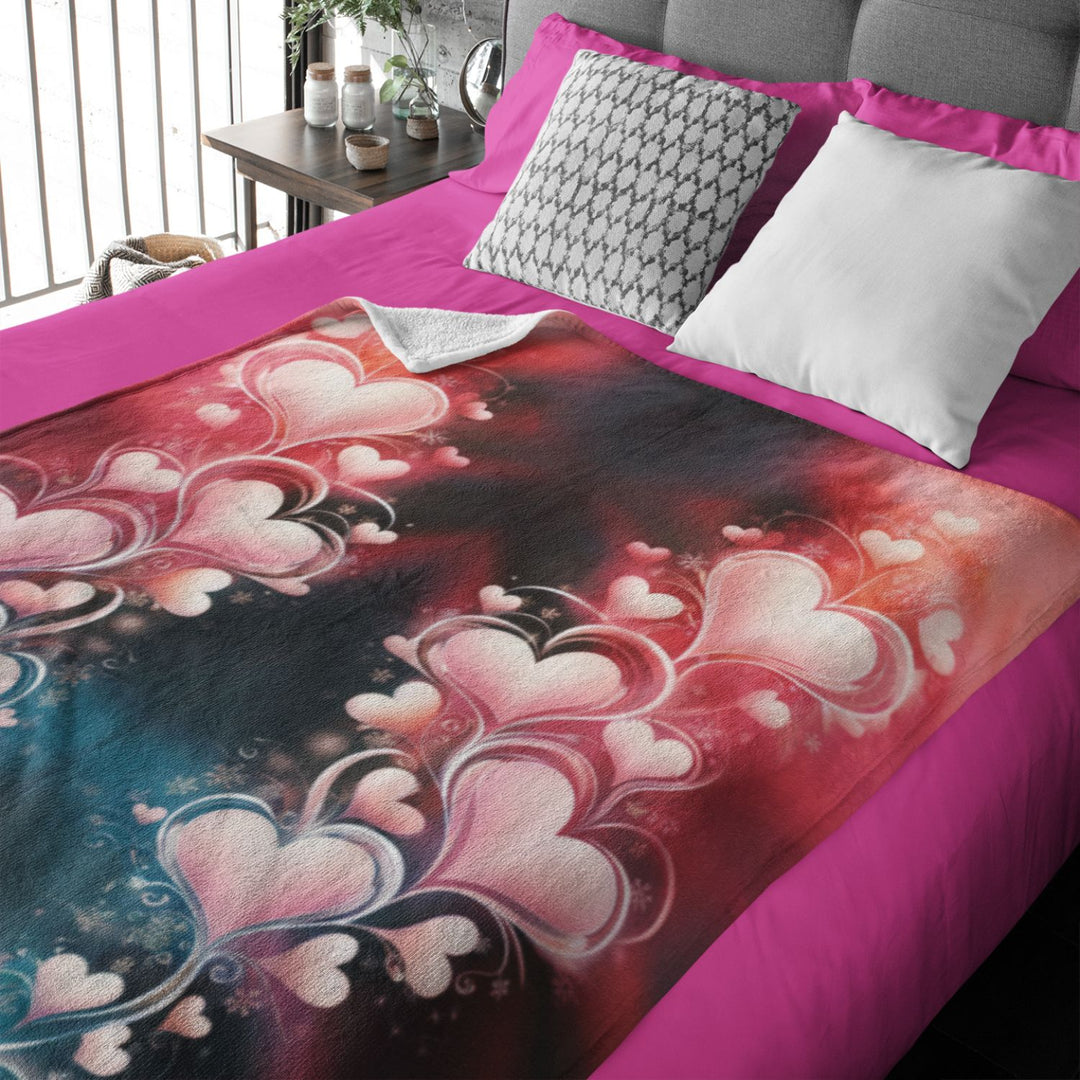 Sherpa Fleece Blanket - Heartscape Romantic and Psychedelic
