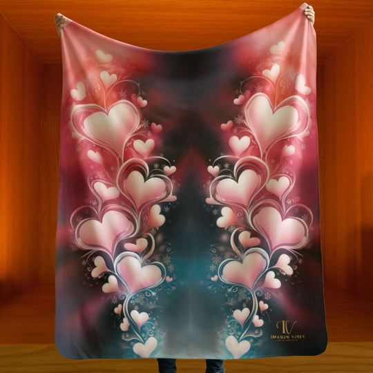 Sherpa Fleece Blanket - Heartscape Romantic and Psychedelic