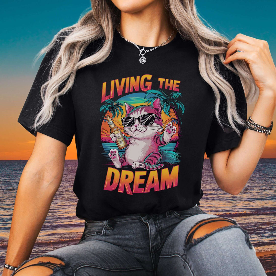 Cat T-Shirt Living the Dream Retro
