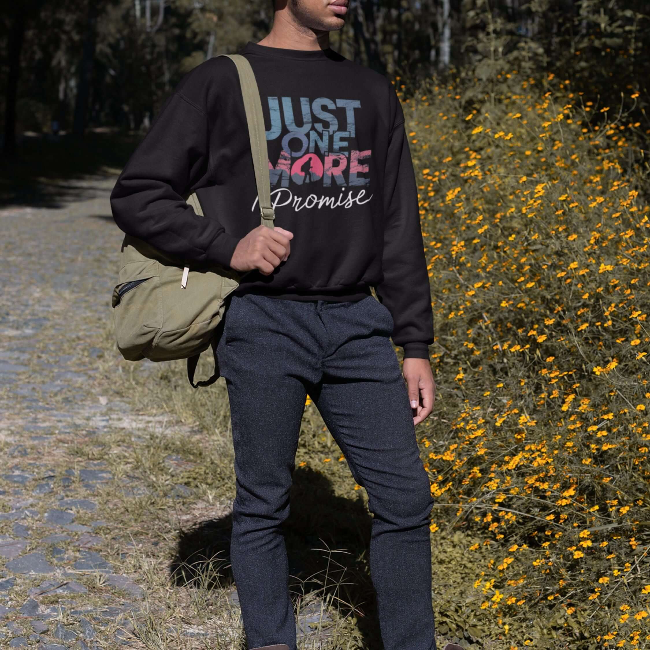 Hiker Sweatshirt - Just One More, I Promise Sweatshirt Printify L Black