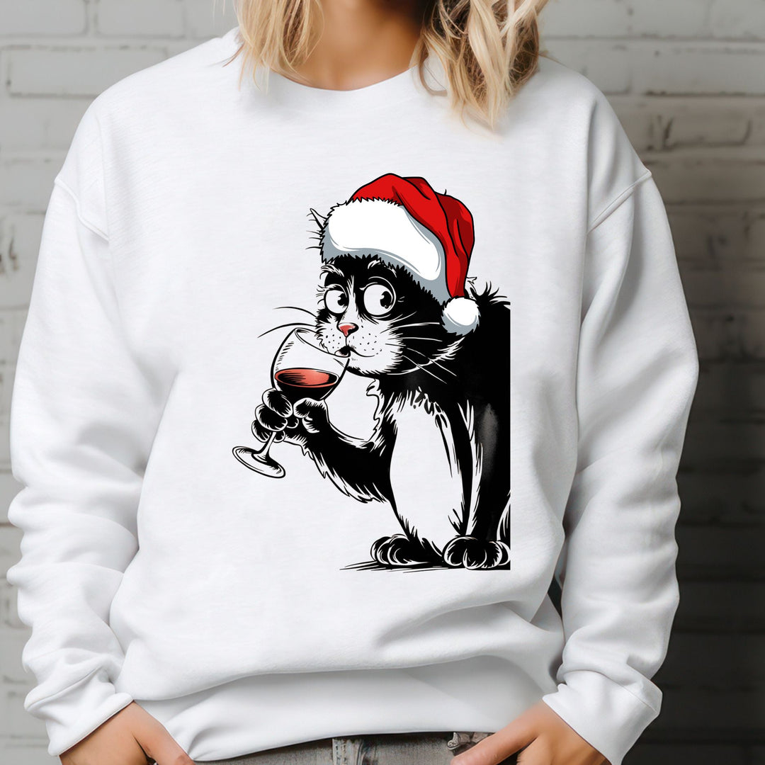 Christmas Wine-Loving Cat Sweatshirt
