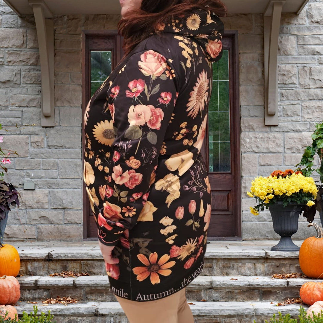 Botanical Vintage Women's Hoodie Dress - 'Autumn the year's last, loveliest smile'