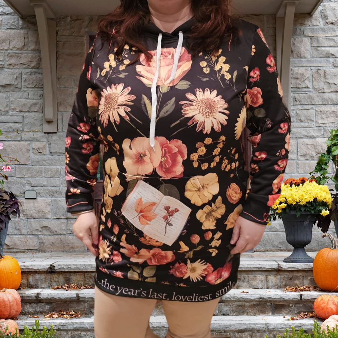 Botanical Vintage Women's Hoodie Dress - 'Autumn the year's last, loveliest smile'
