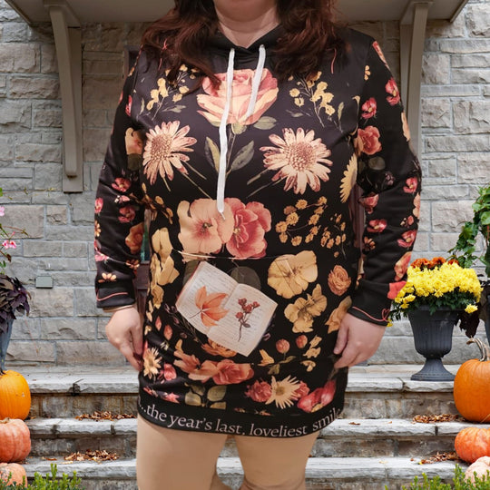 Botanical Vintage Women's Hoodie Dress - 'Autumn the year's last, loveliest smile'