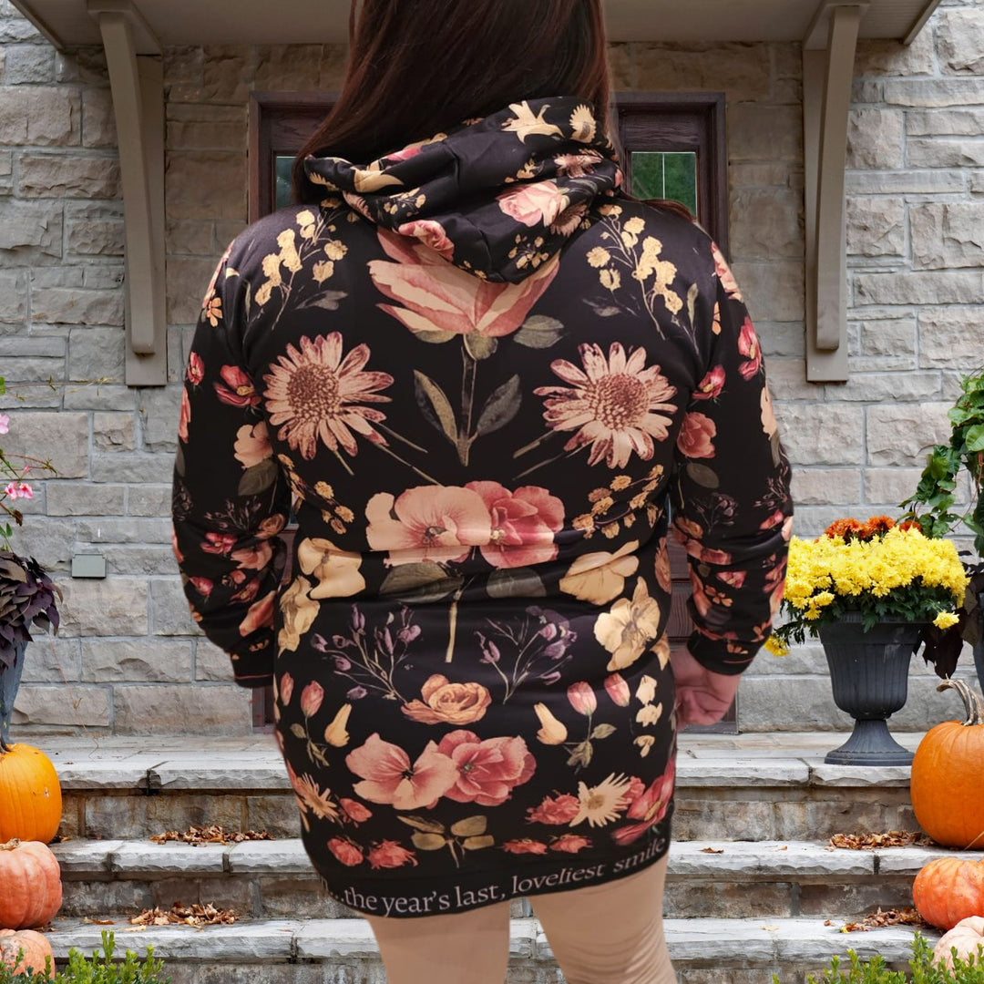 Botanical Vintage Women's Hoodie Dress - 'Autumn the year's last, loveliest smile'