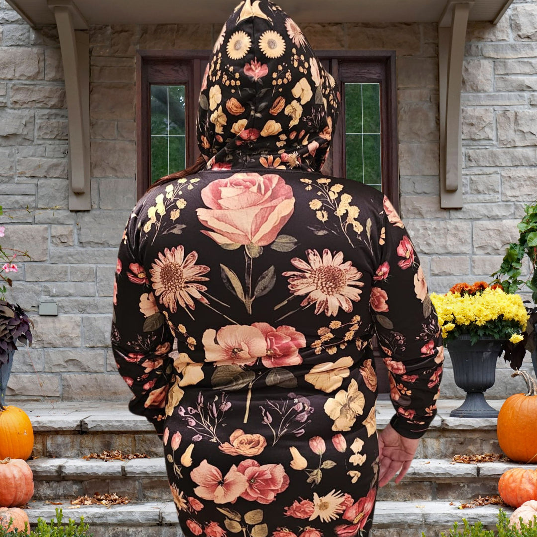 Botanical Vintage Women's Hoodie Dress - 'Autumn the year's last, loveliest smile'