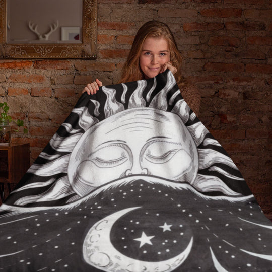 Velveteen Plush Blanket - Sun and Moon All Over Prints Printify