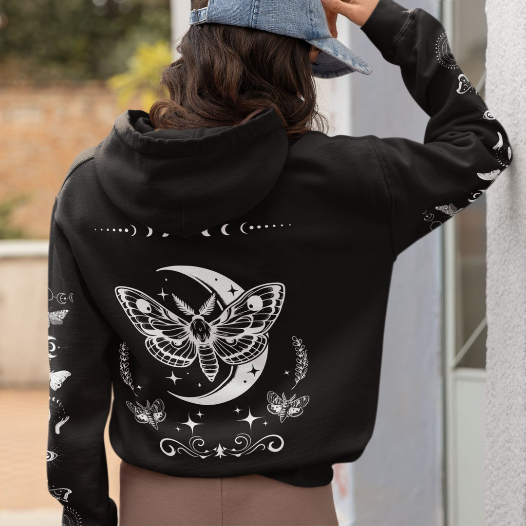 Celestial Moth Hoodie - Stay Magical Line Art
