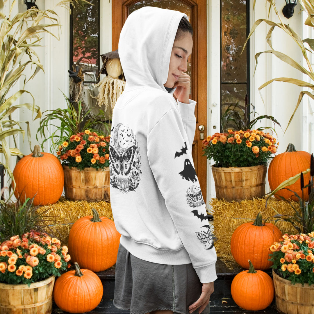 Gothic Moth and Bats Halloween Hoodie Sweatshirt Hoodie Printify