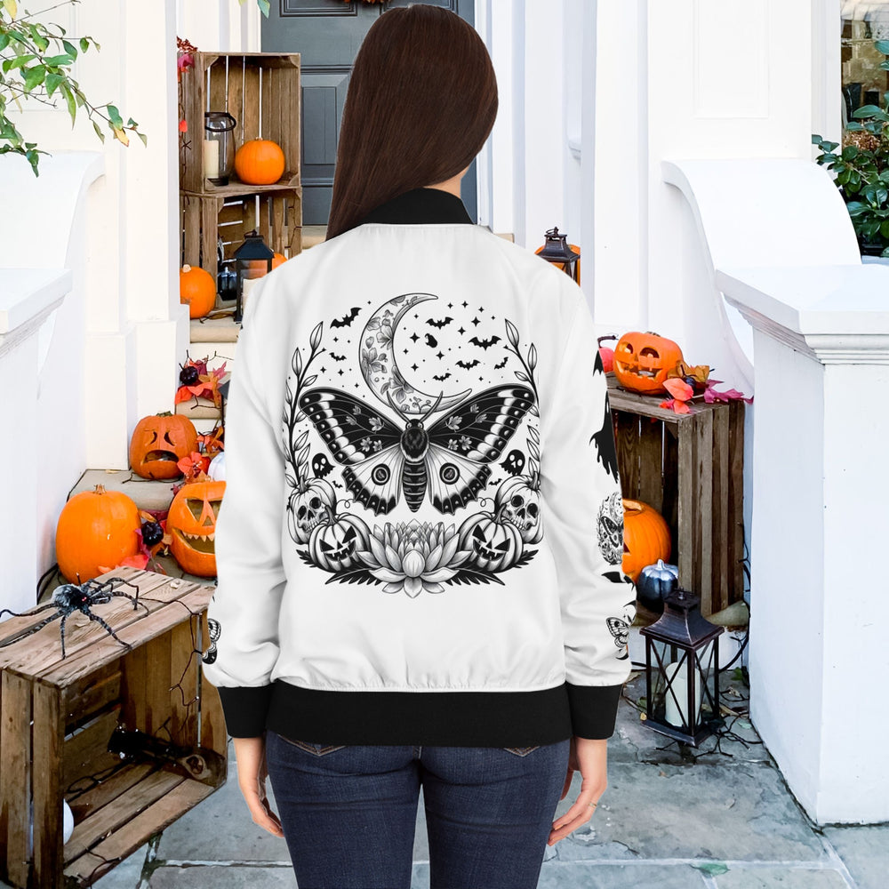 Gothic Moth Bomber Jacket All Over Prints Printify Seam thread color automatically matched to design L