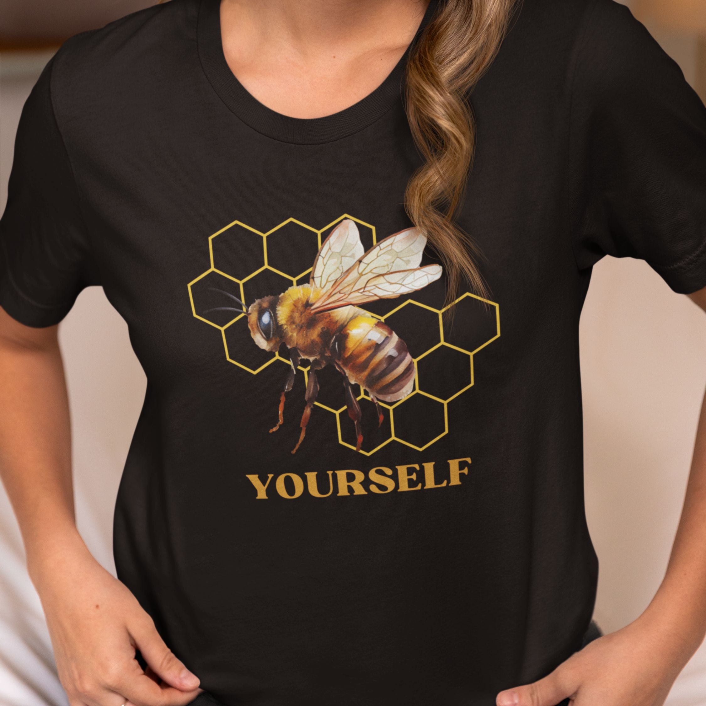 Bee Yourself Tee Short Sleeve Unisex Jersey Shirt T-Shirt Printify Black S