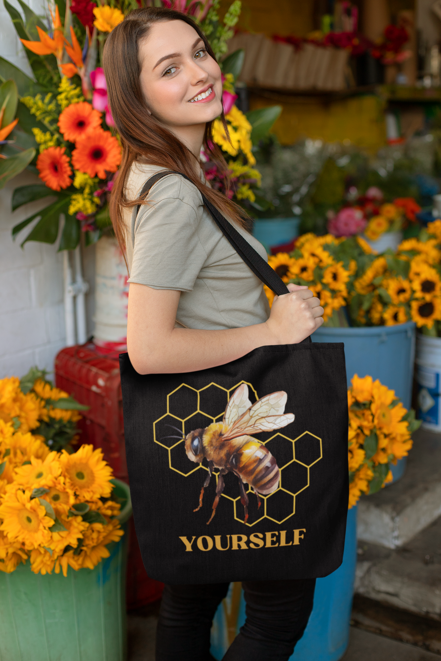 Bee Yourself Tote Bag Bags Printify