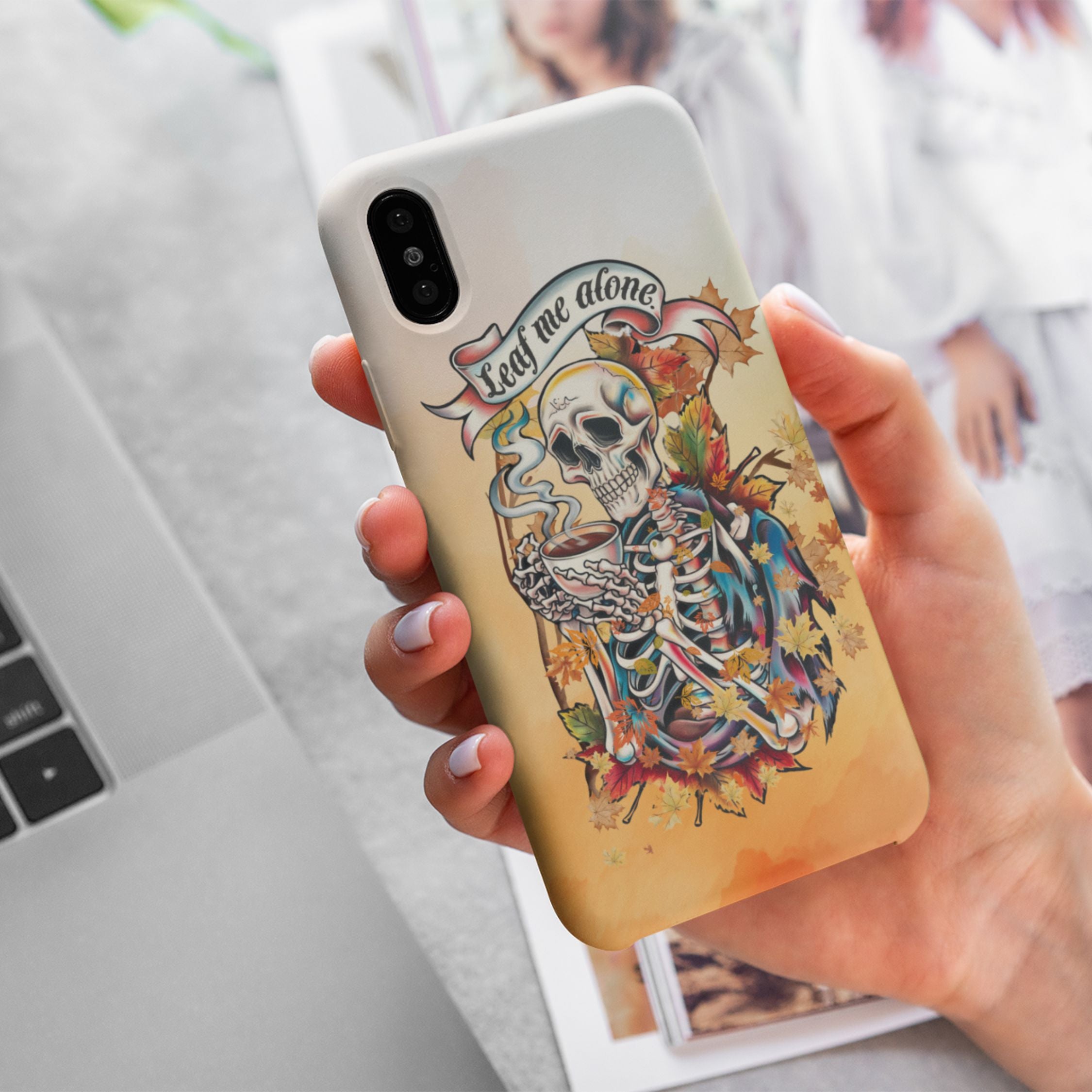 Phone Case - Leaf Me Alone Gothic Skeleton Phone Case Printify