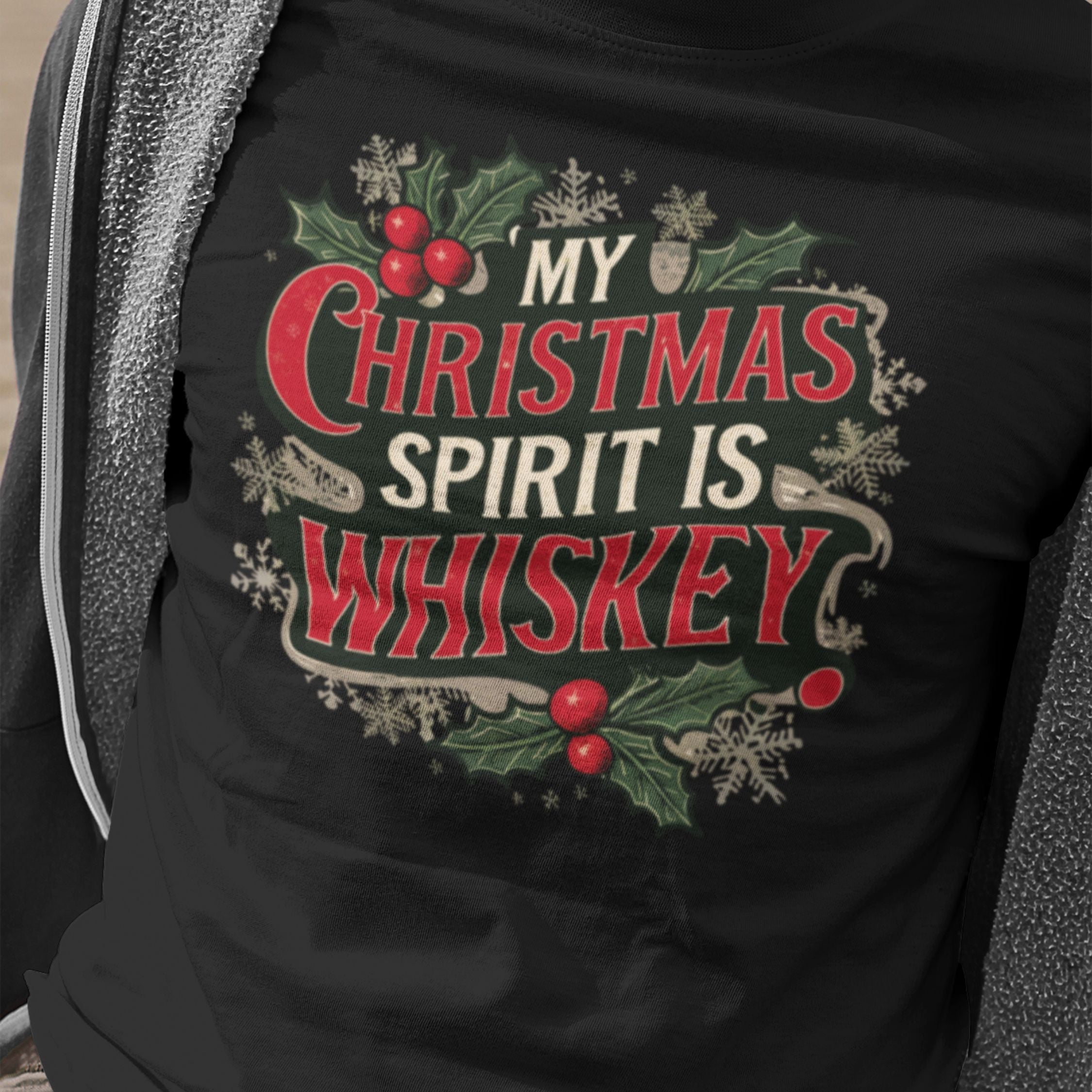 Christmas Spirit Whiskey Tee T-Shirt Printify