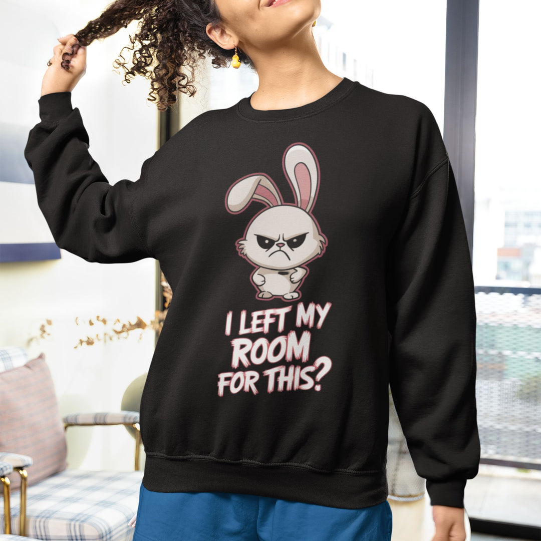 Crewneck Sweatshirt - 'I Left My Room For This' Bunny Sweatshirt Printify