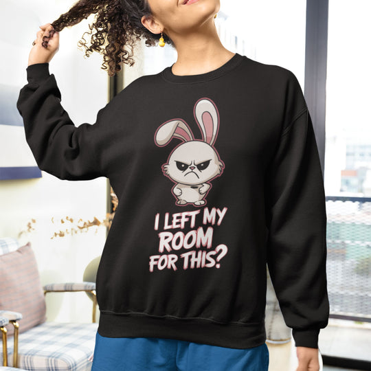 Crewneck Sweatshirt - 'I Left My Room For This' Bunny Sweatshirt Printify