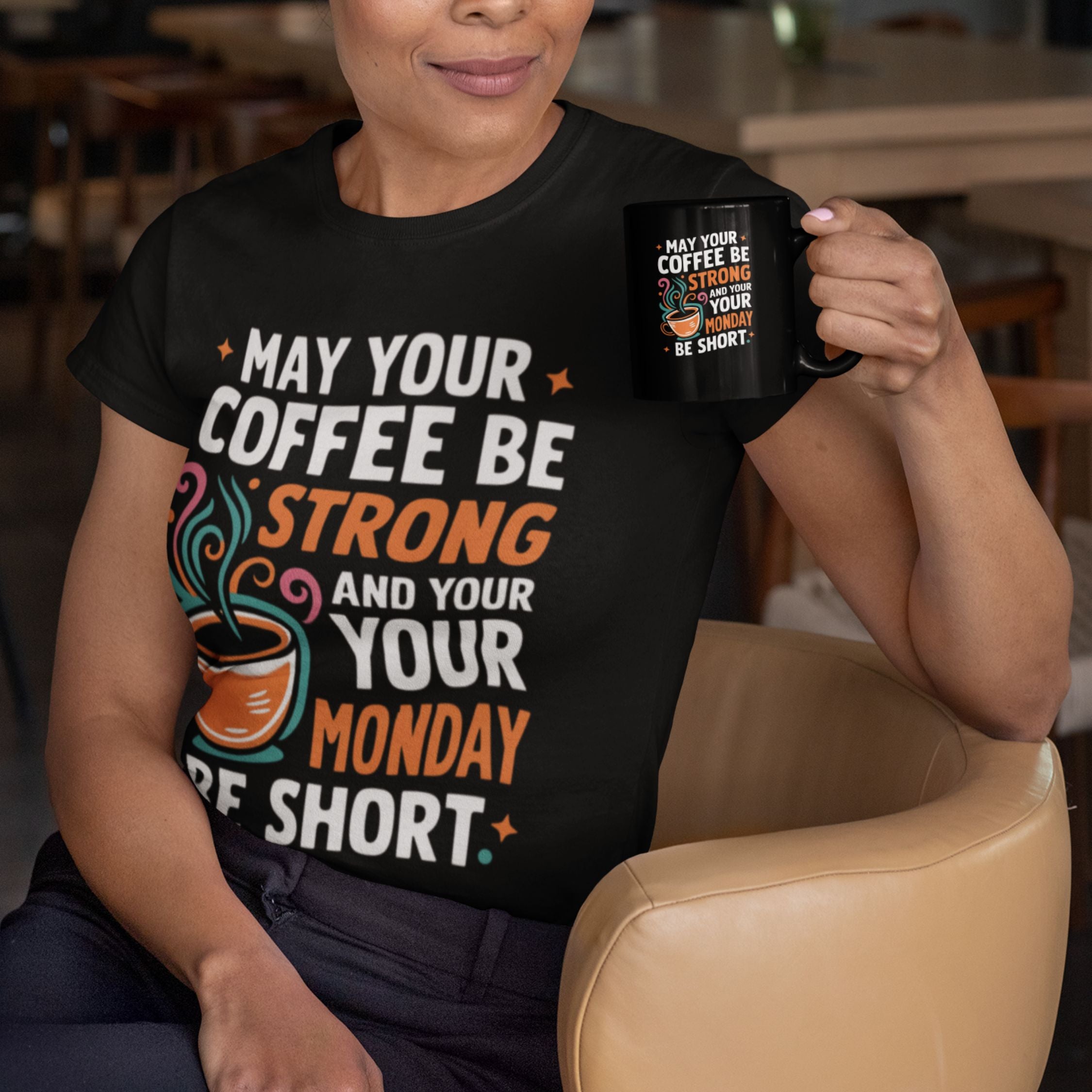 Coffee Lover T-Shirt - Strong Coffee and Short Mondays T-Shirt Printify