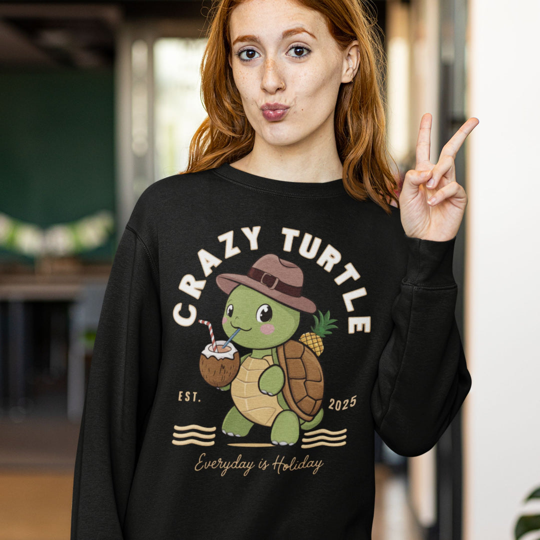 Crazy Turtle Graphic Sweatshirt Sweatshirt Printify