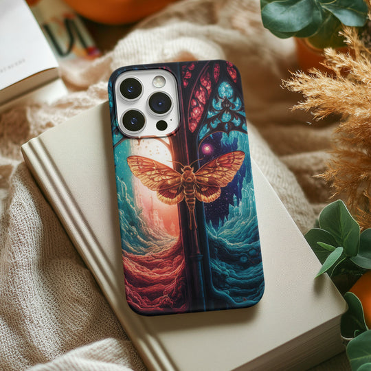 Phone Case with Moth and Stained-Glass Window Phone Case Printify