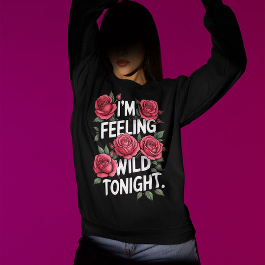 Wild Tonight Sweatshirt with Red Roses Sweatshirt Printify