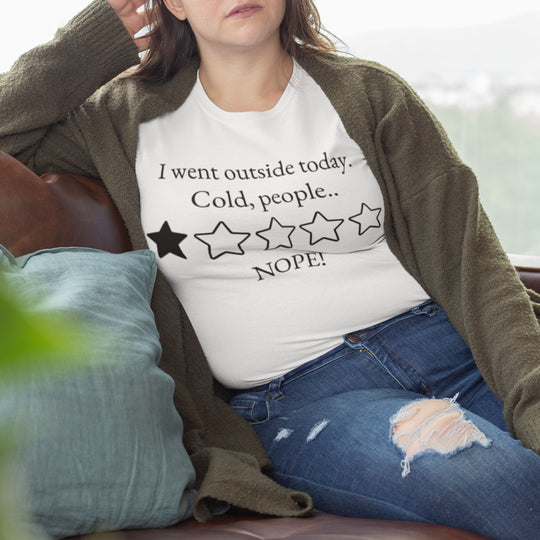 Funny Minimalist Unisex T-shirt - 'I went outside today Cold, people NOPE' T-Shirt Printify White 2XL