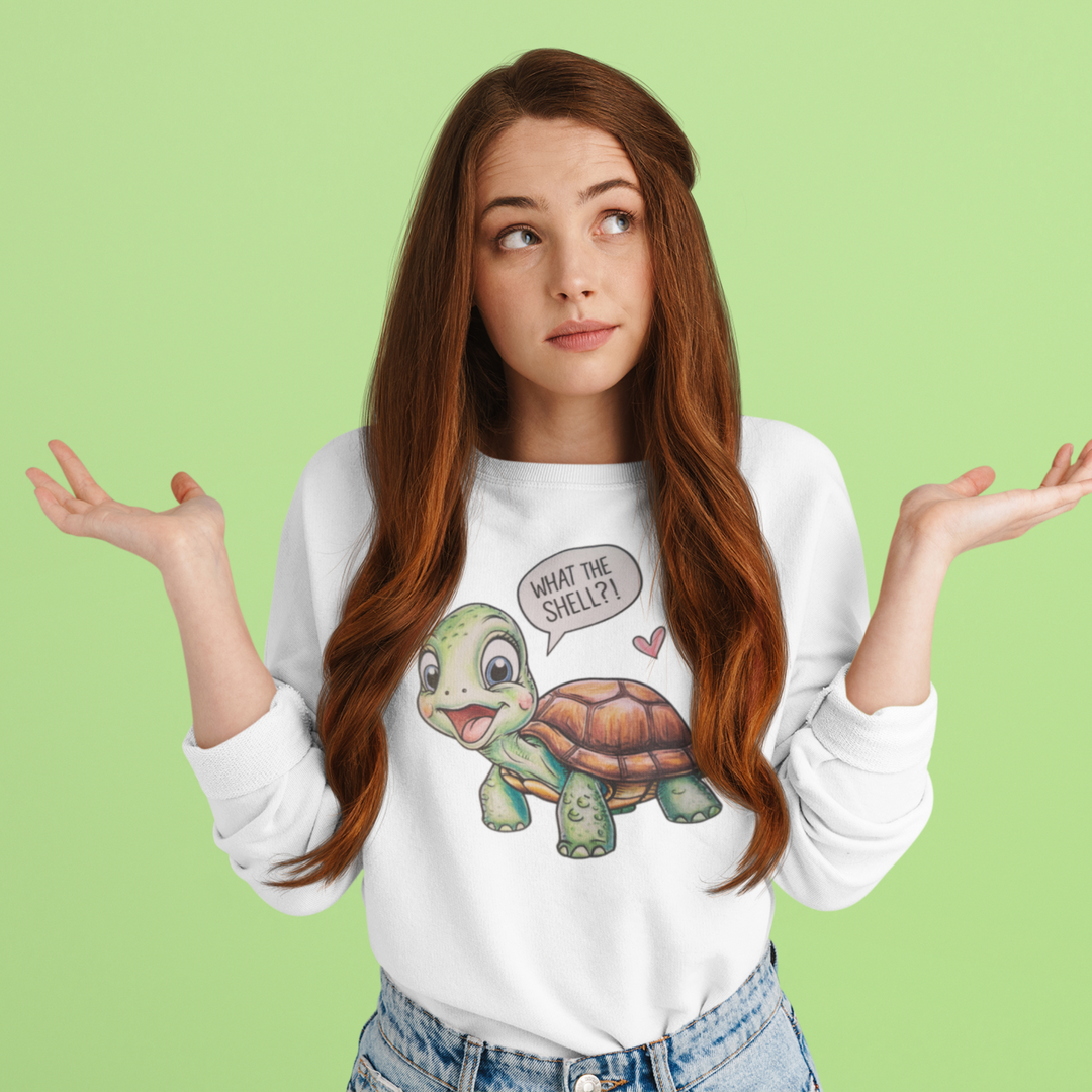 Turtle What The Shell Sweatshirt Sweatshirt Printify