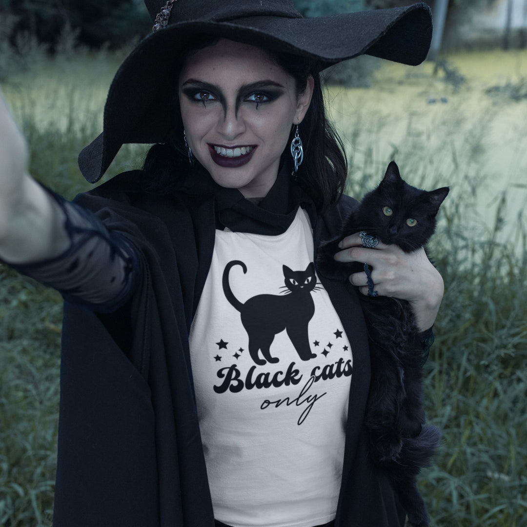 Black Cat Halloween T-Shirt T-Shirt Printify White M