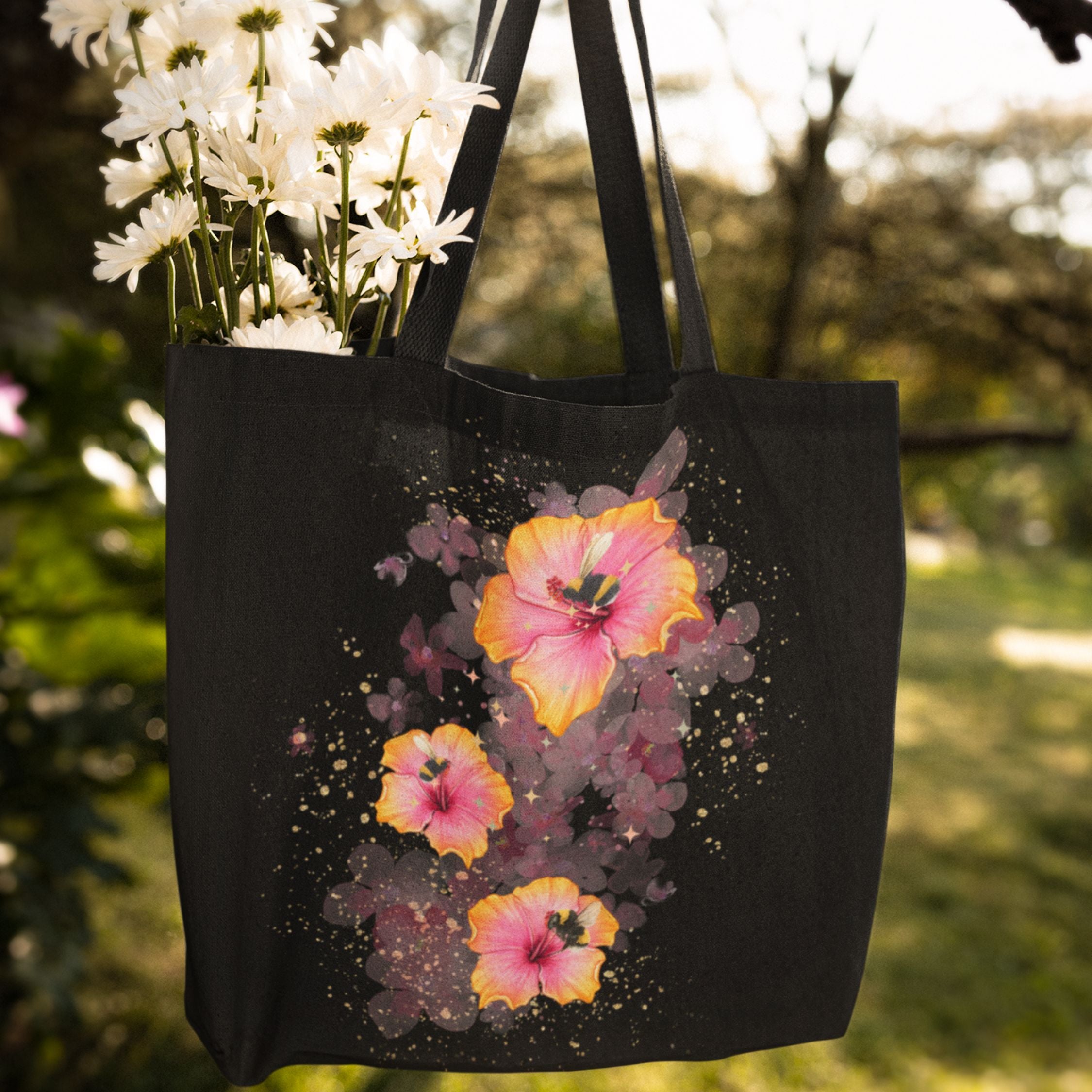 Waterclor Hibiscus Flowers Tote Bag Bags Printify