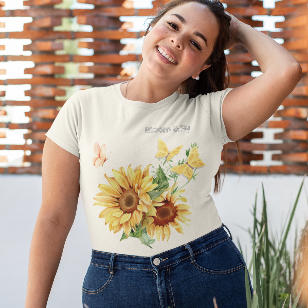 Sunflower T-shirt - Bloom & Fly Nature-Inspired Tee T-Shirt Printify