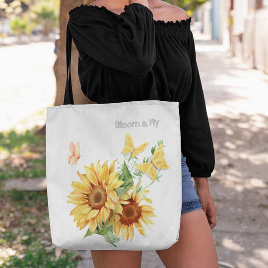 Sunflower Tote Bag - Nature Lover's Floral Shopping Bag Bags Printify