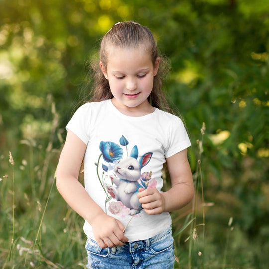 Toddler T-shirt Bunny and Flower Illustration Kids clothes Printify White 5T