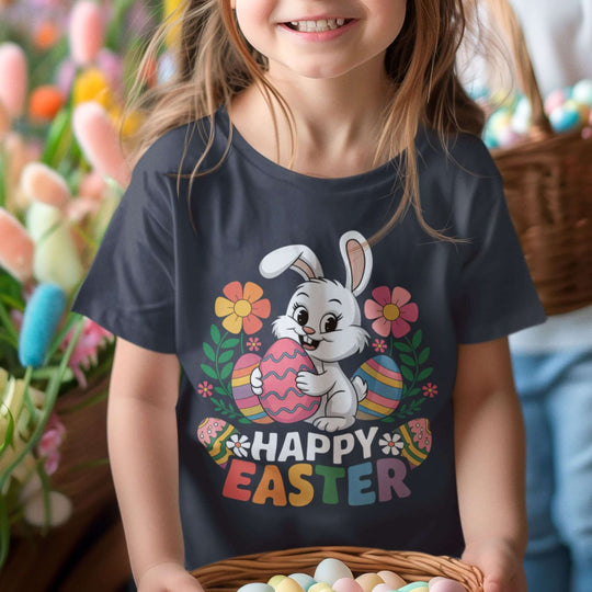 Toddler T-shirt with Cute Easter Bunny Kids clothes Printify Navy 5T