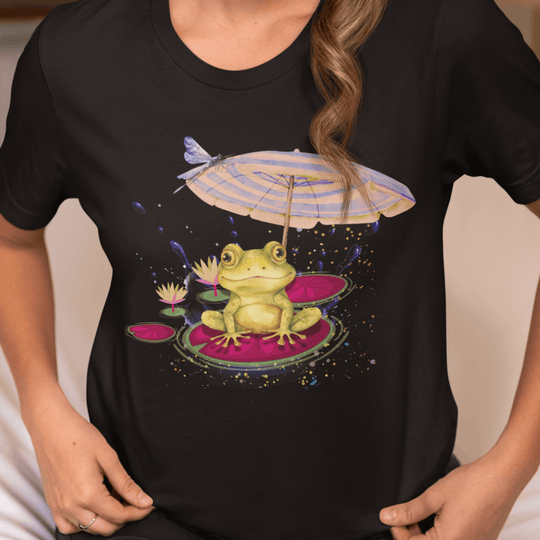 Frog on Lily Pad Unisex Tee T-Shirt Printify Black S