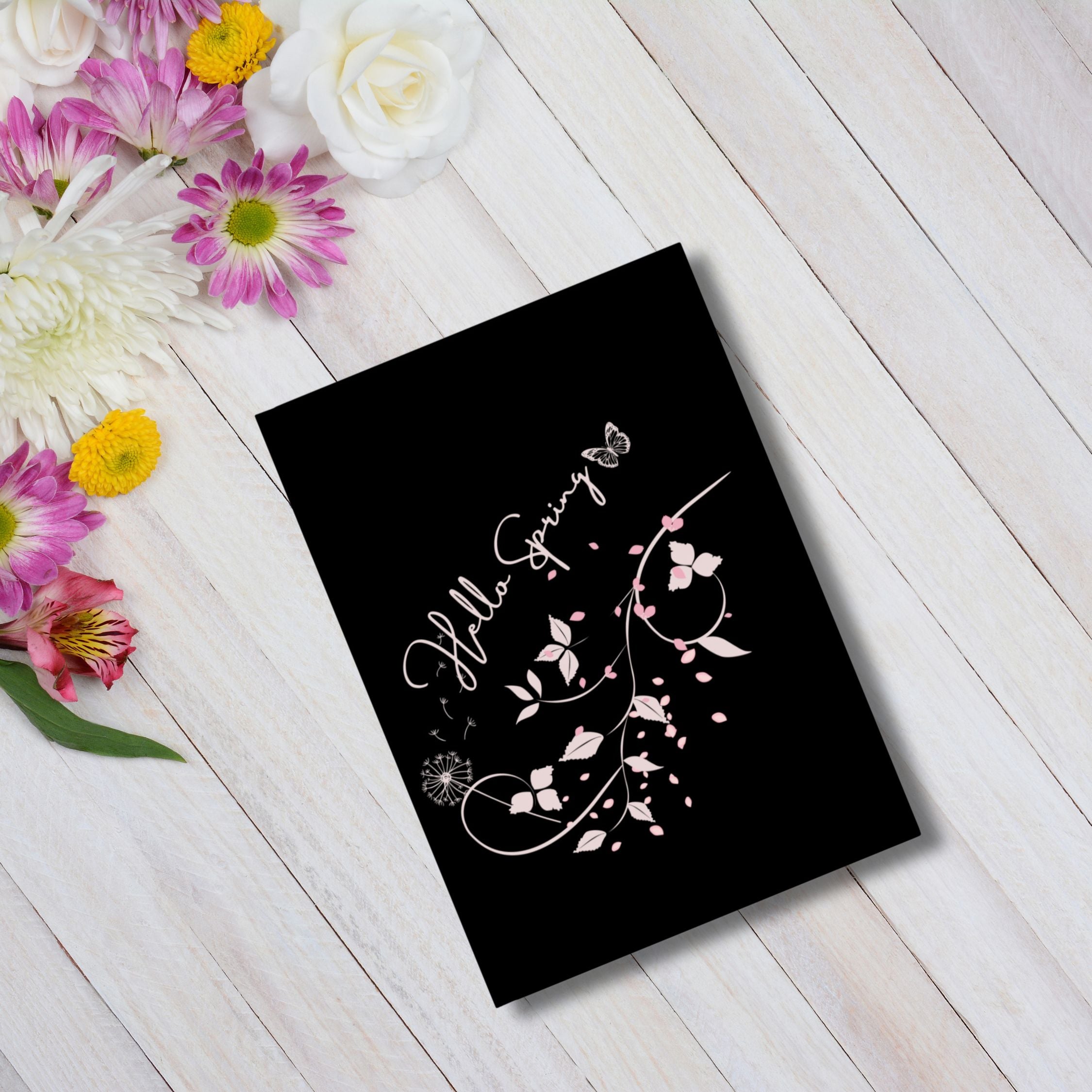 Hardback Journal - Spring-Inspired Hello Spring Paper products Printify Ruled line 5.2" x 7.4"