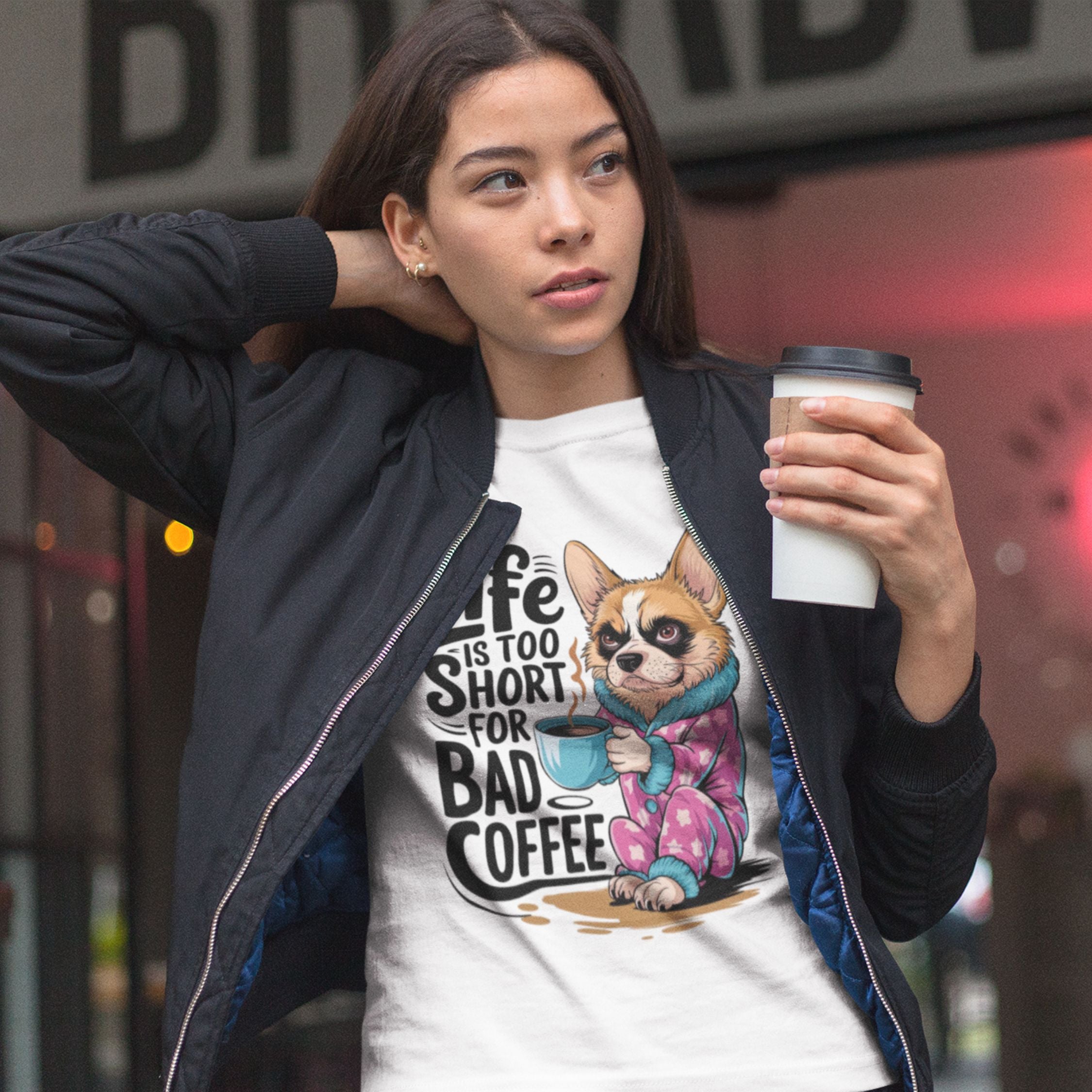 Cartoon Dog Coffee Lover T-shirt T-Shirt Printify