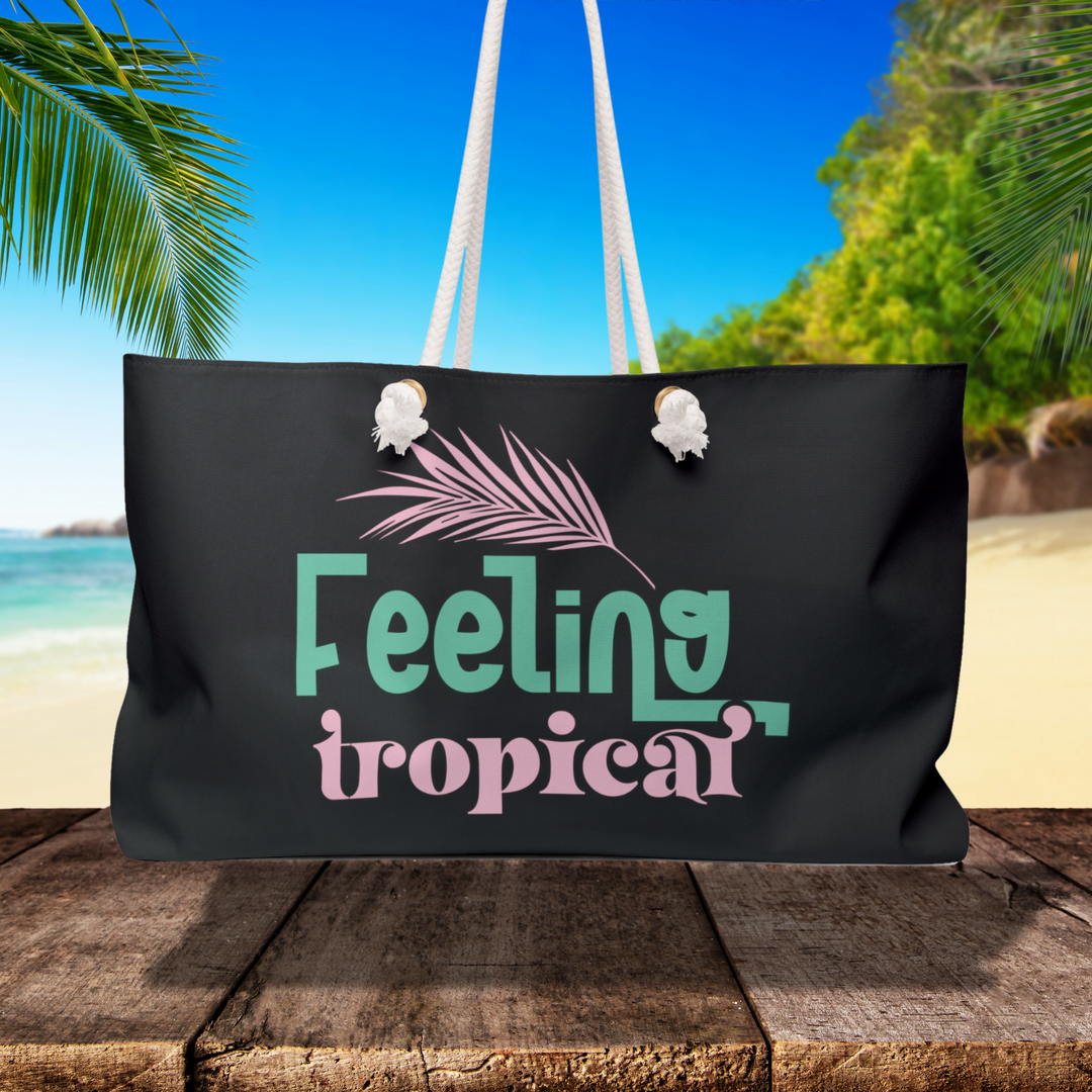 Beach Tote Bag -Feeling Tropical Palm Leaf Bags Printify