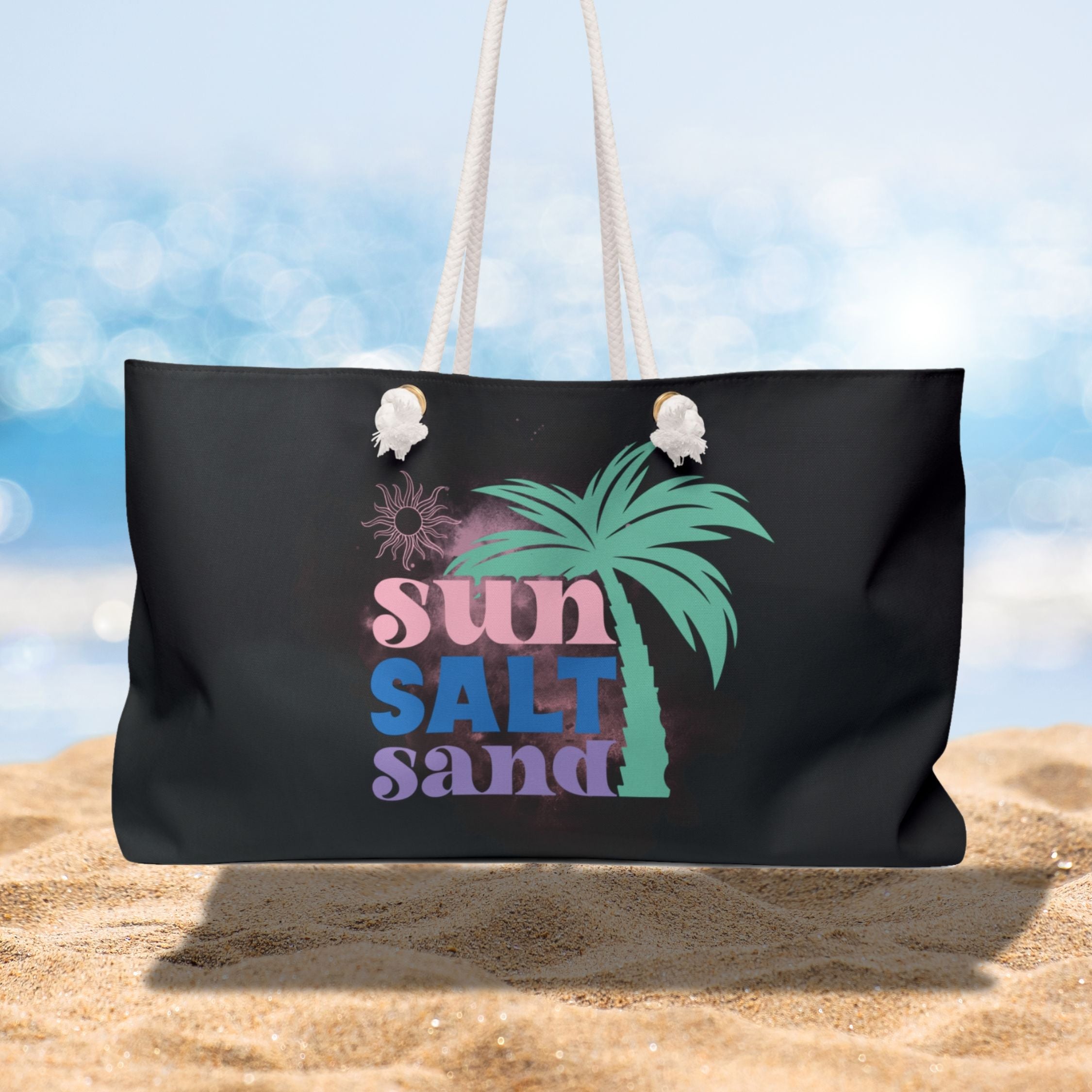 Tote Bag Summery Retro Palm Tree and Sun Bags Printify