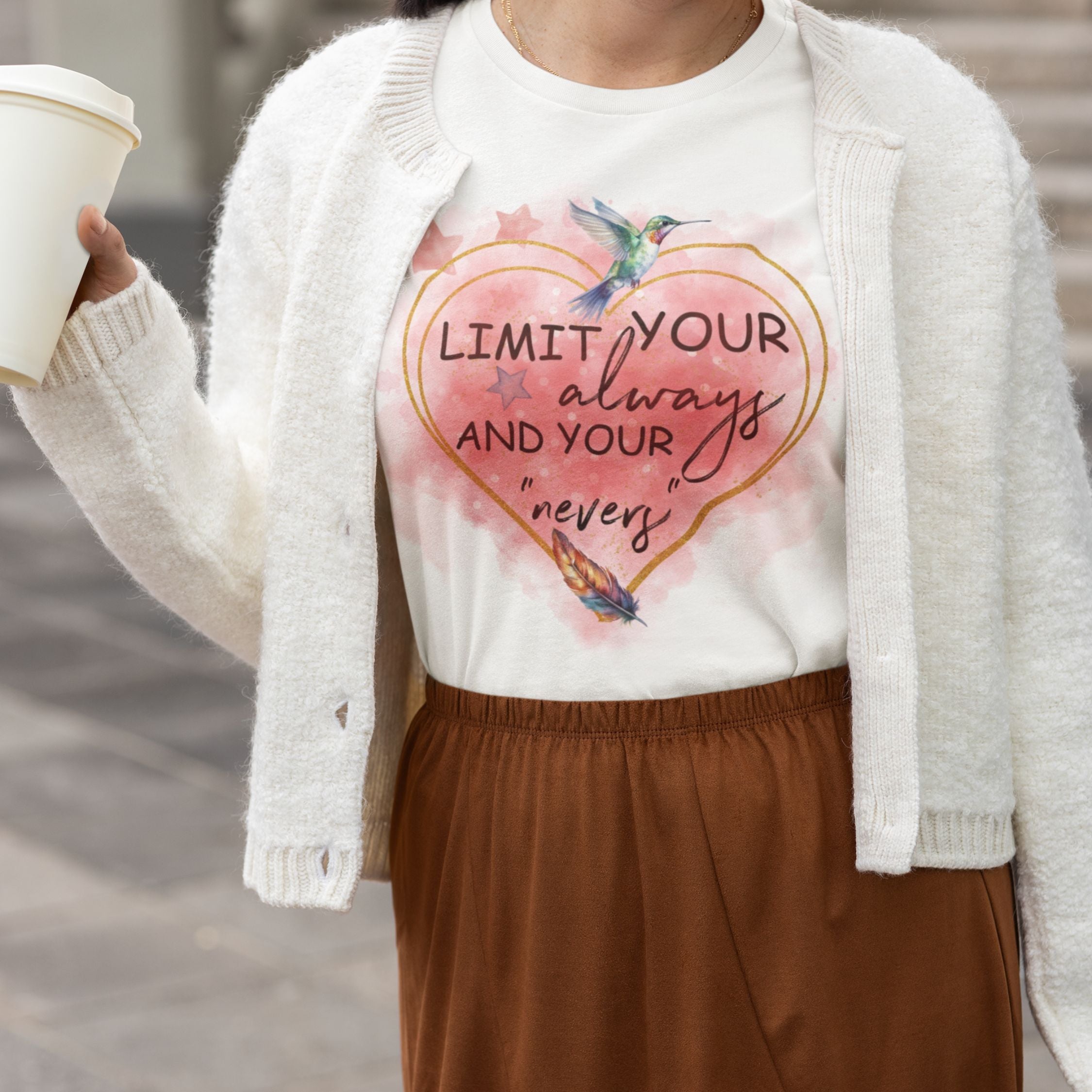 Motivational Watercolor T-Shirt - Limit Your Alwayses T-Shirt Printify White M