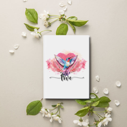 Hard Backed Journal - Romantic and Delicate Hummingbird Love Paper products Printify Blank 5.2" x 7.4"