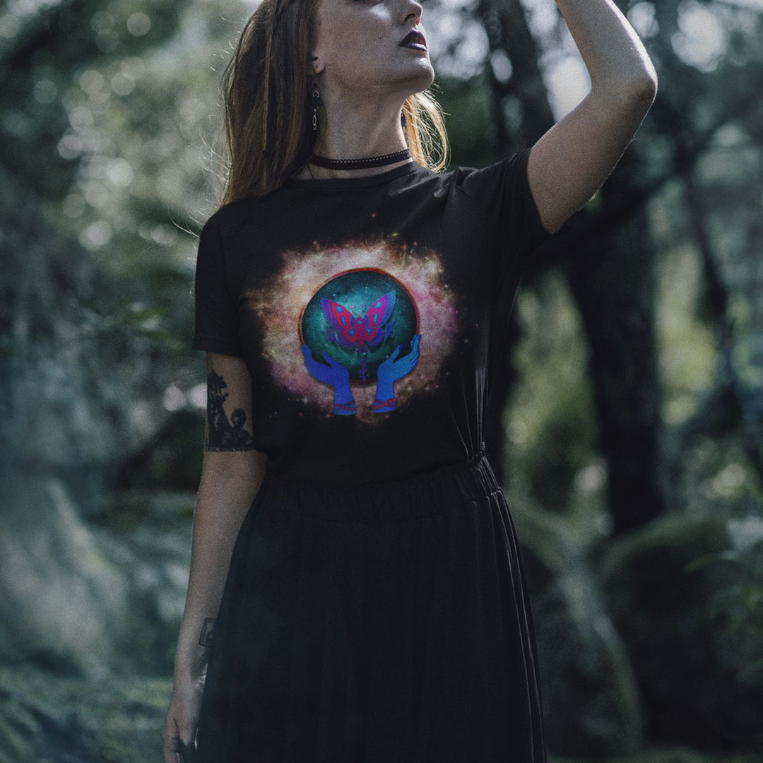 Mystical T-shirt with Cosmic Butterfly T-Shirt Printify