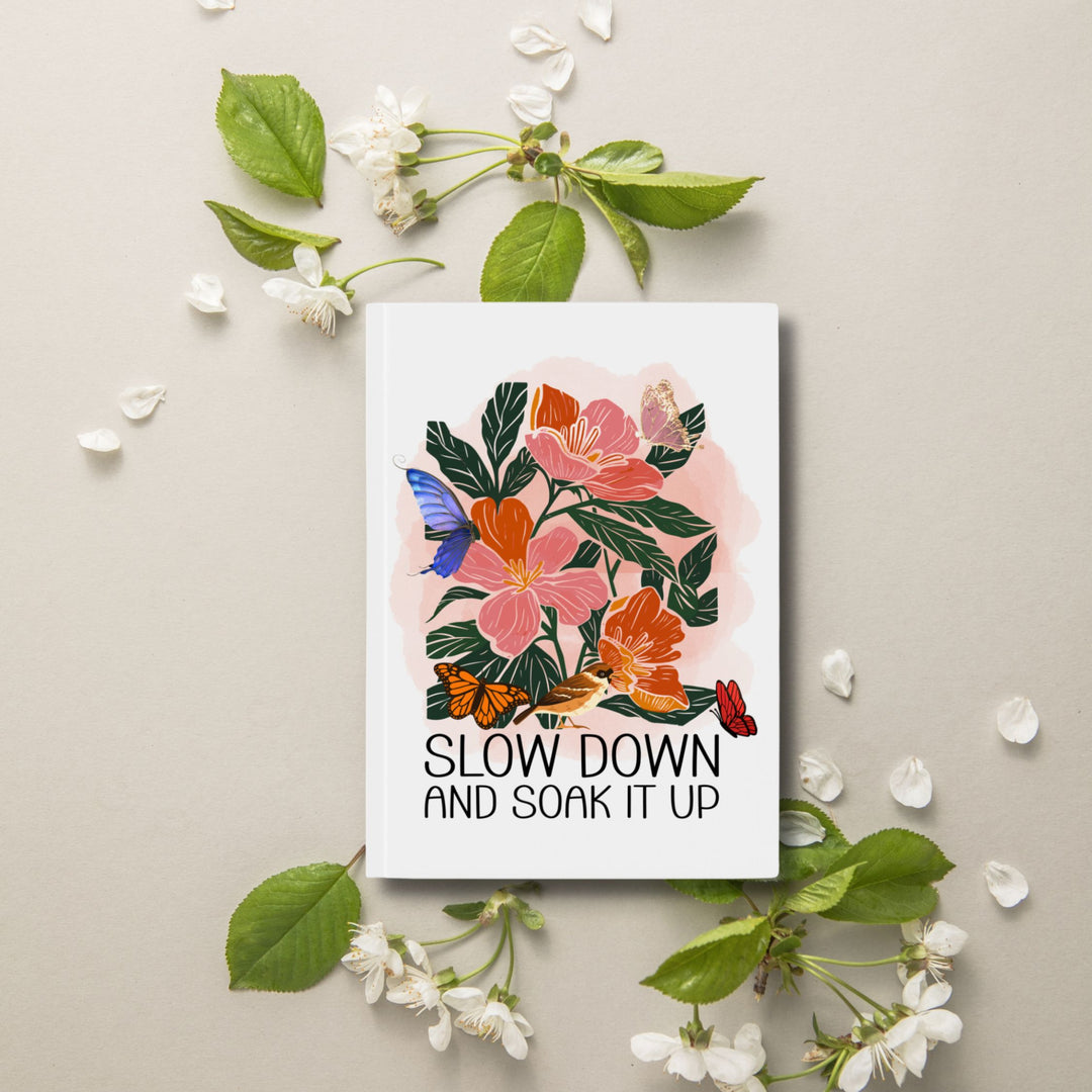 Floral Journal - Slow Down and Soak It Up Paper products Printify Blank 5.2" x 7.4"