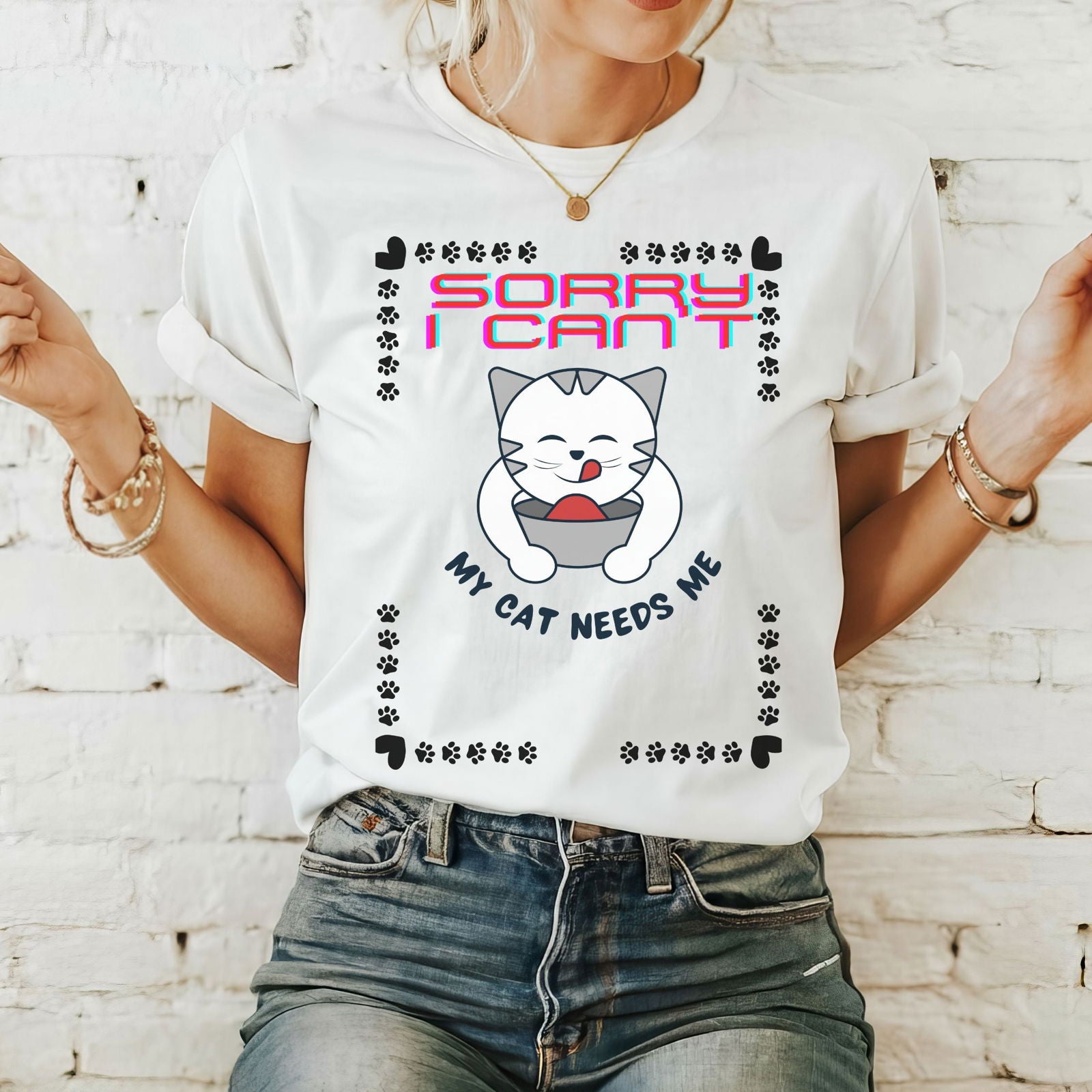 Cat Tee - Playful and Cute Minimalist T-Shirt Printify White M