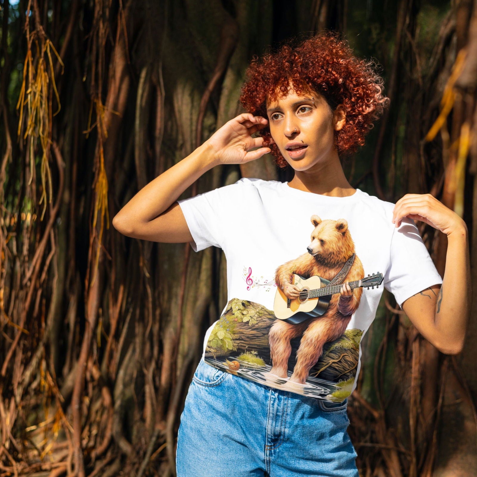 Nature-Inspired Bear T-Shirt T-Shirt Printify