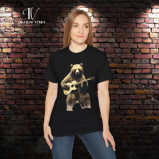 Bear Guitar Tee T-Shirt Printify