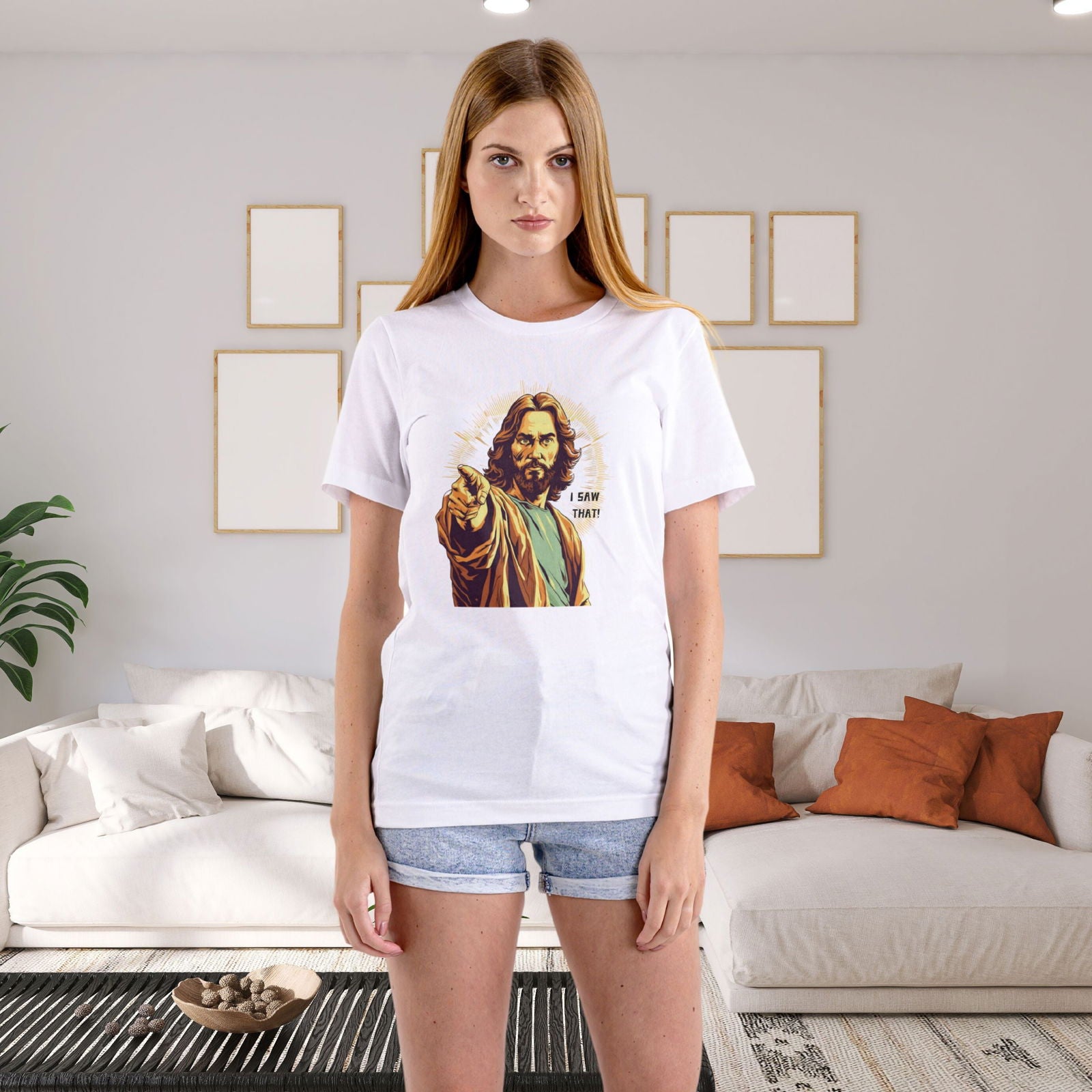 Unisex Tee - Minimalist Jesus 'I SAW THAT' Meme Tee T-Shirt Printify